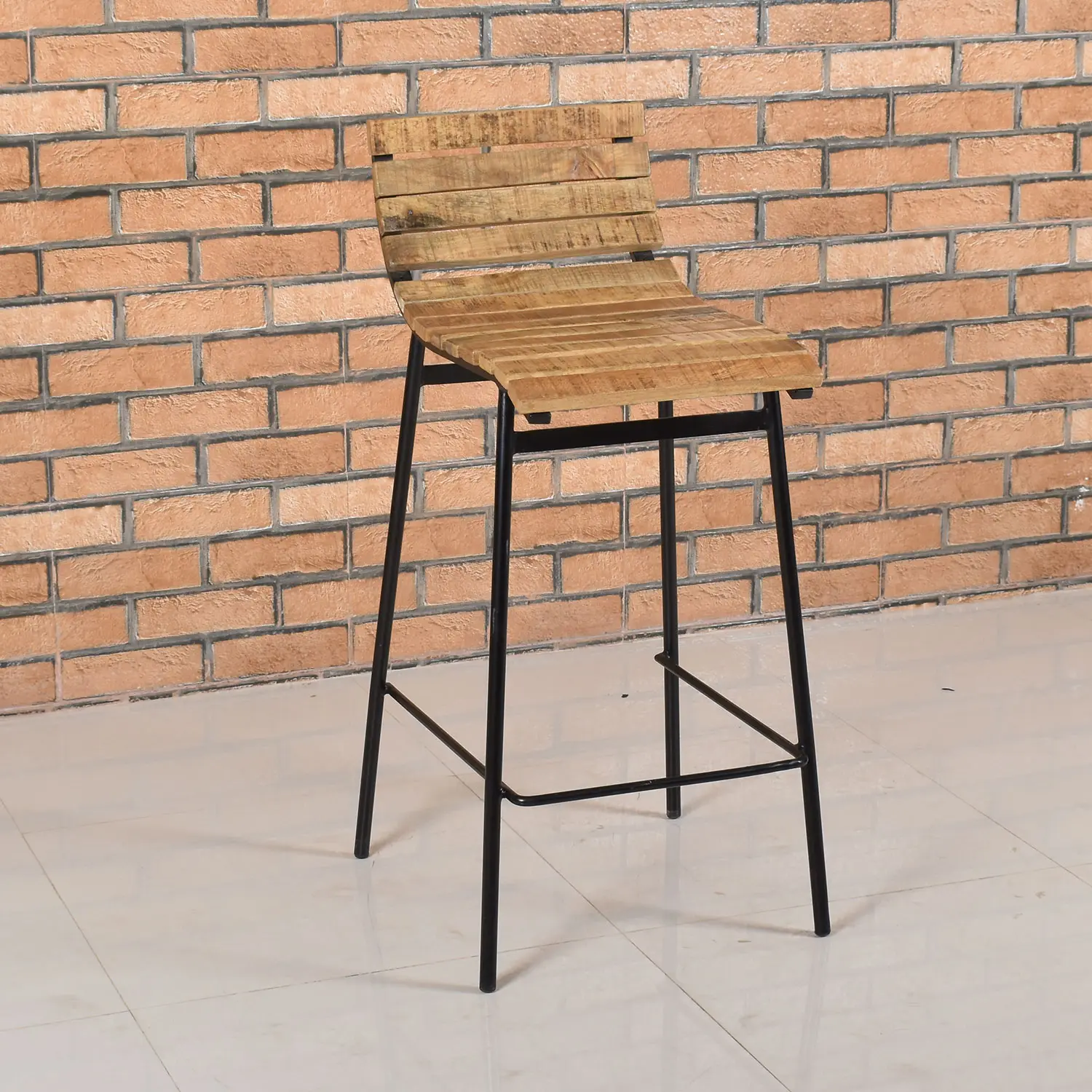 Iron Bar Chair with Wooden Seat - popular handicrafts